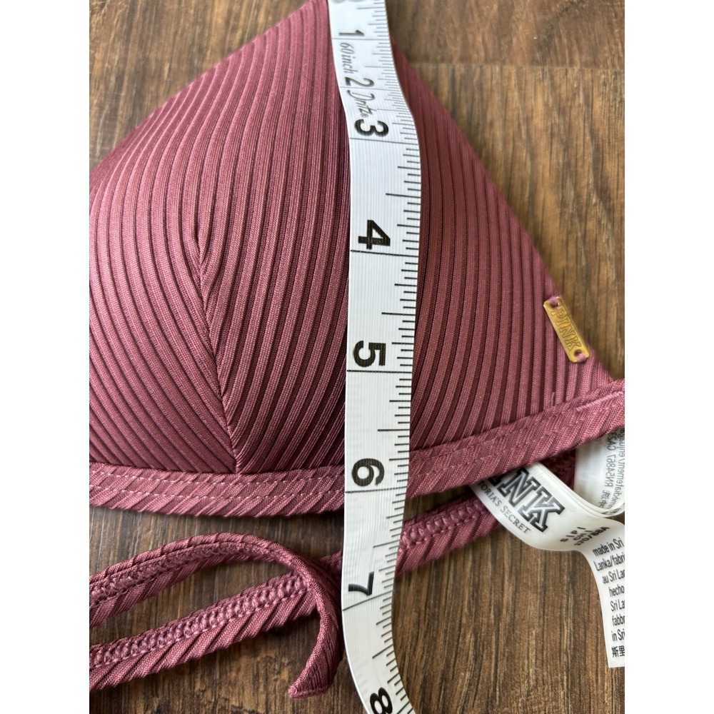 PINK Victoria's Secret Mauve Ribbed Lined Adjustable Bikini Set Size S - Picture 5 of 8